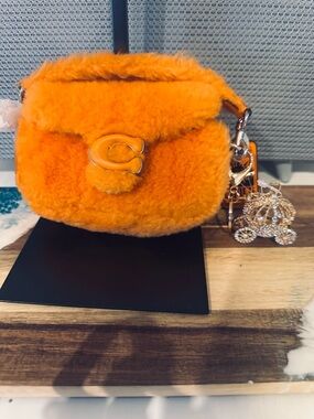 Coach Orange Shearling Tabby Top-Handle Shoulder Bag